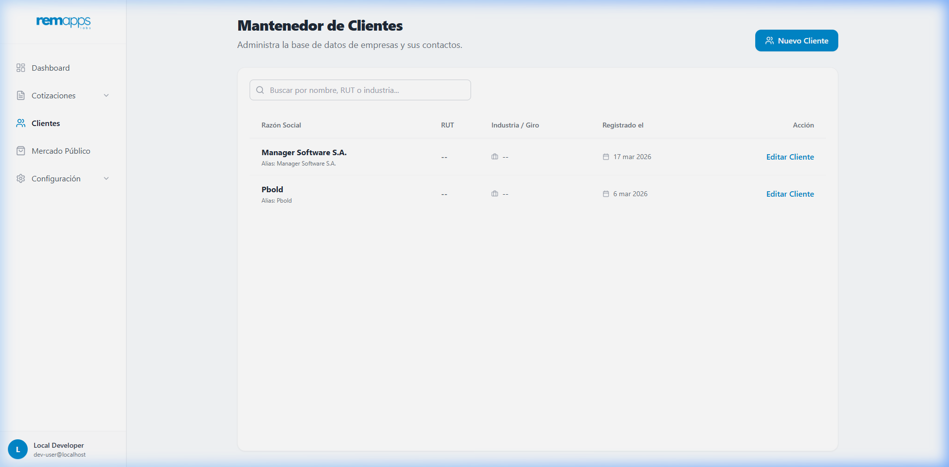 Módulo CRM y Gestión de Clientes Remapps Sales Suite