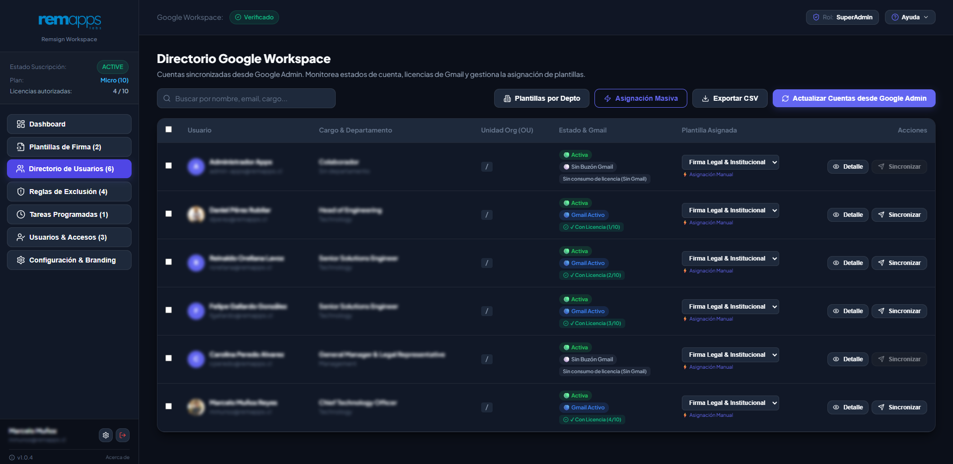 Directorio Corporativo y Censo de Usuarios en Remsign Workspace